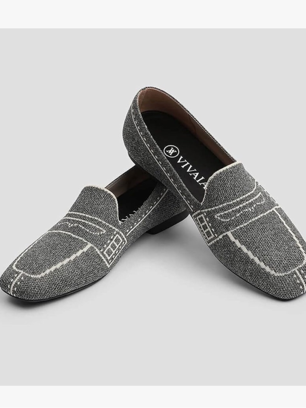 VIVAIA Gray Textured Slip-On Loafers for Men